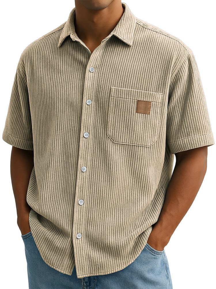 Versatile Leisure Leather Short Sleeve Shirt