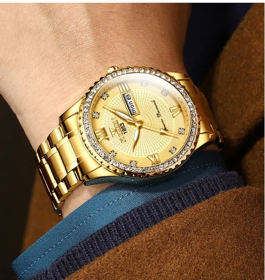 Waterproof Gold Classic Stainless Steel Quartz
