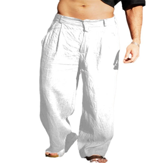 Men's Linen Pleated Wide-leg Pants