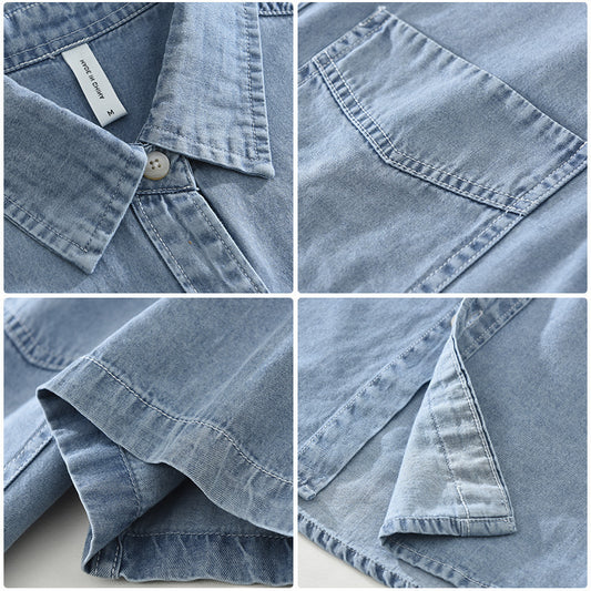 Japanese-style Denim Short Sleeve Shirt