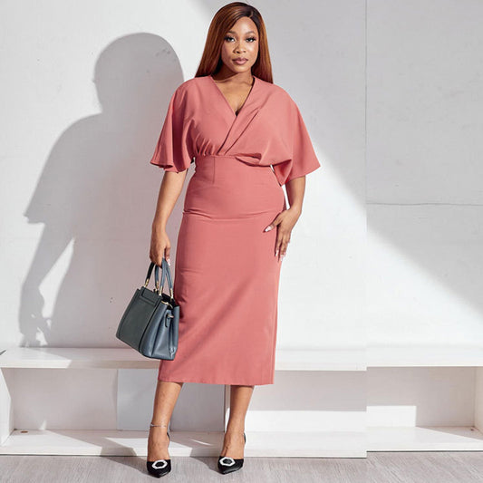 Plus Size Solid Color Dress