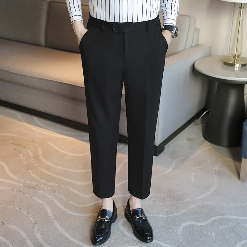 Straight Elastic Slim Fit Brown Pants