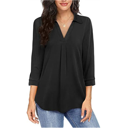 Ladies Shirt Top With Elegant Chiffon Stitching