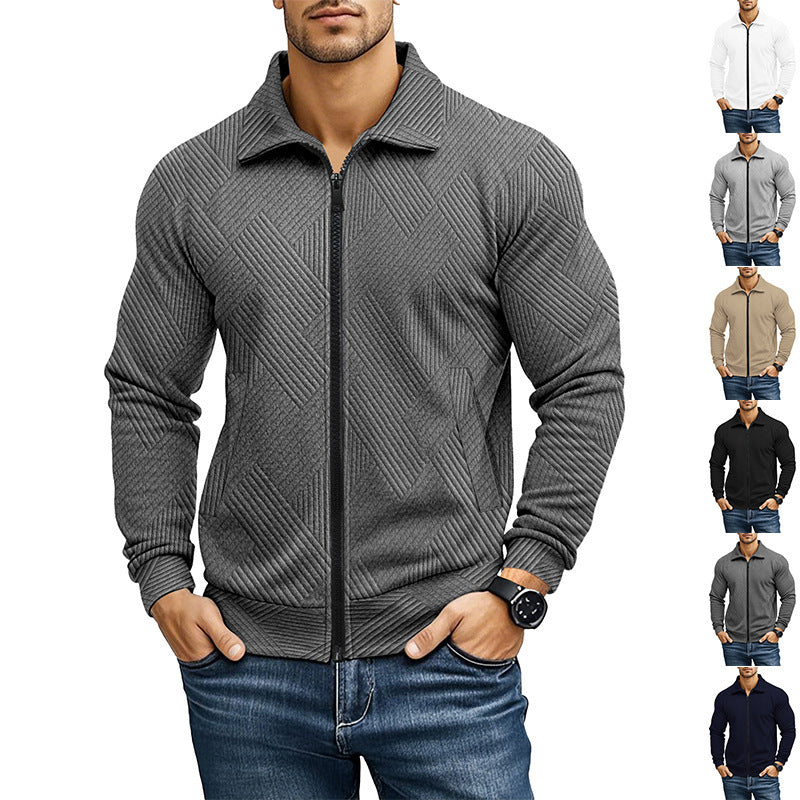 Men's Jacket Waffle Turn-down Collar Coat
