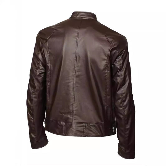 Men's Slim Fit Leather Jacket Zipper