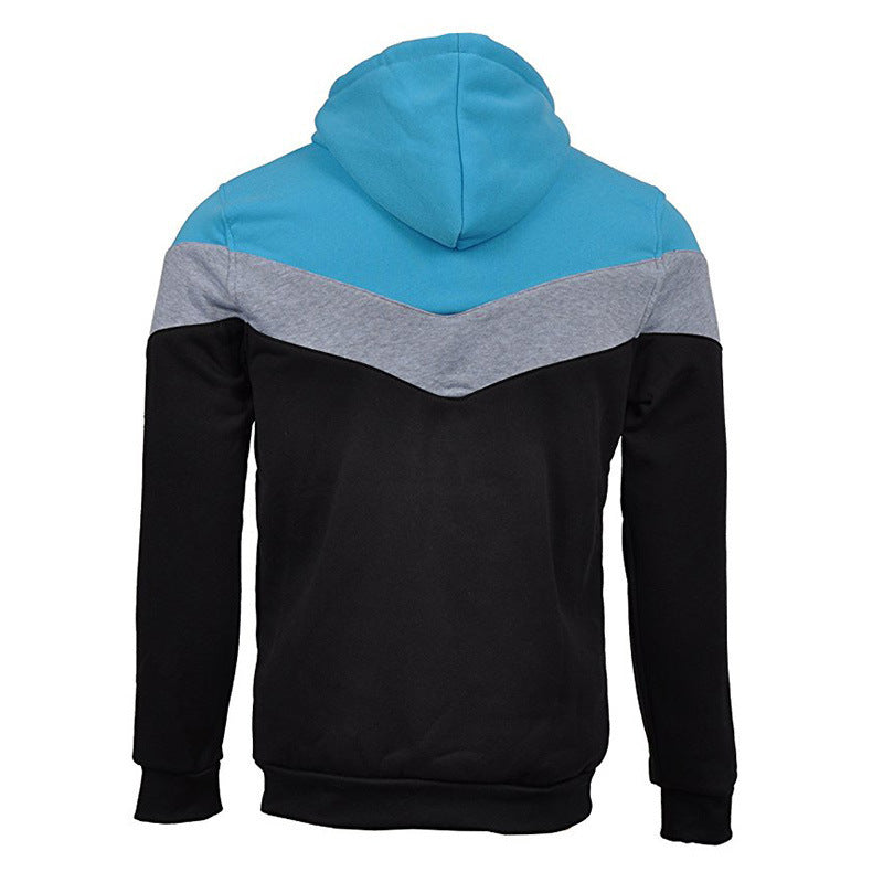 Men Stitching Sports Long-sleeved Hoodie