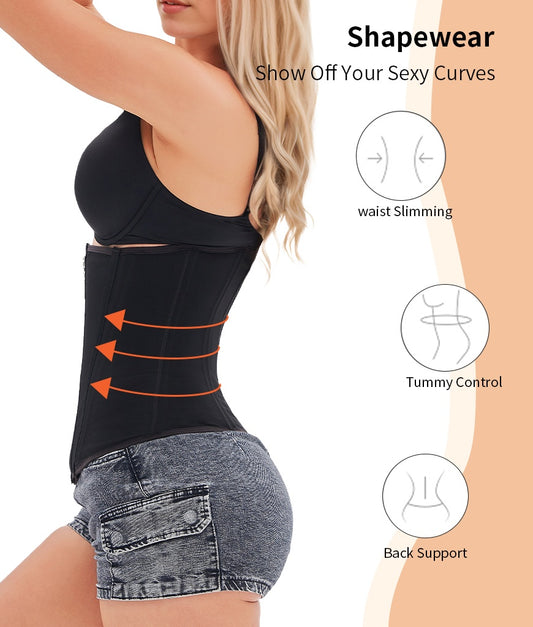 Women Waist Trainers Boned Corset Shapewear With Zippe