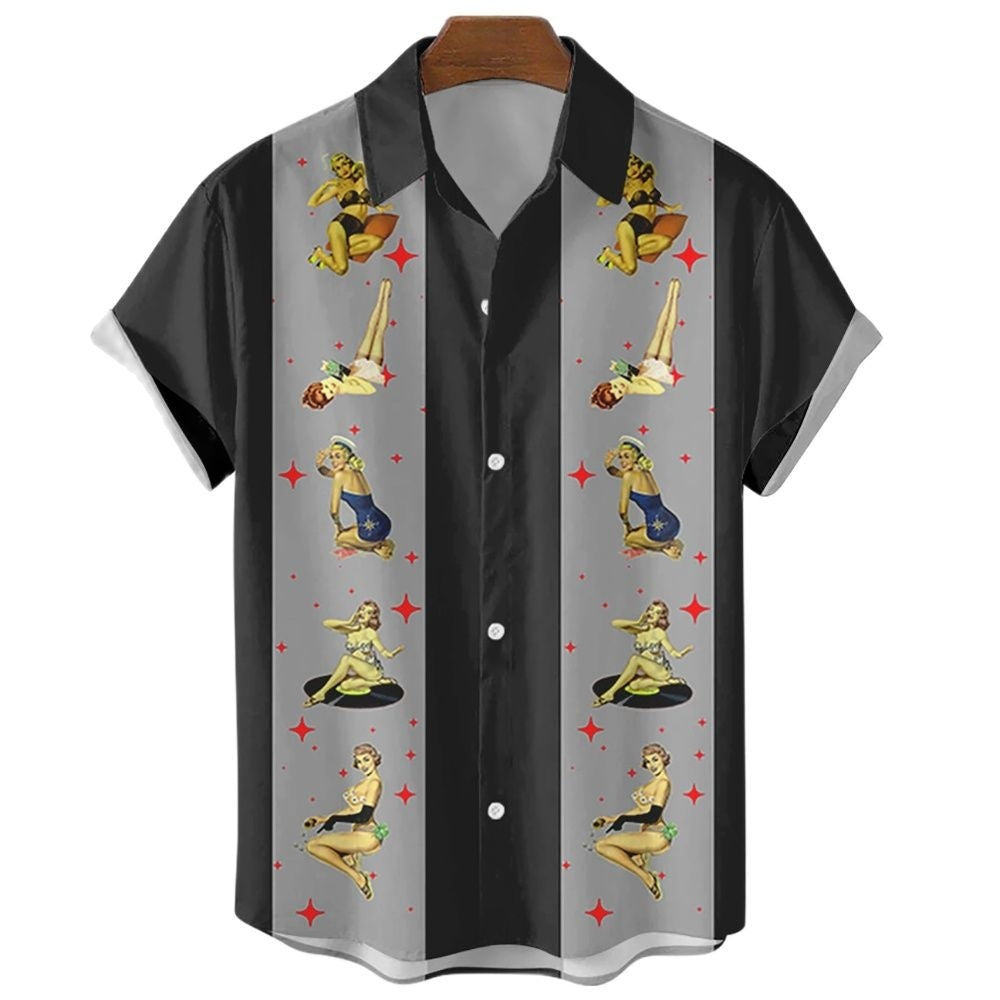 Men's Hawaiian Shirt Button Short Sleeve