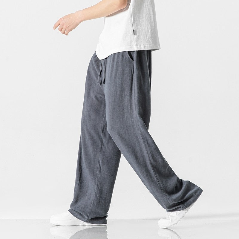 Linen Pants Loose Straight Trousers