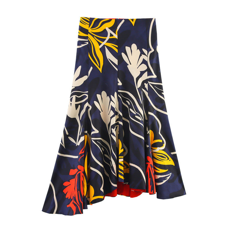 Loose Ethnic Style Flower Printed Skirt