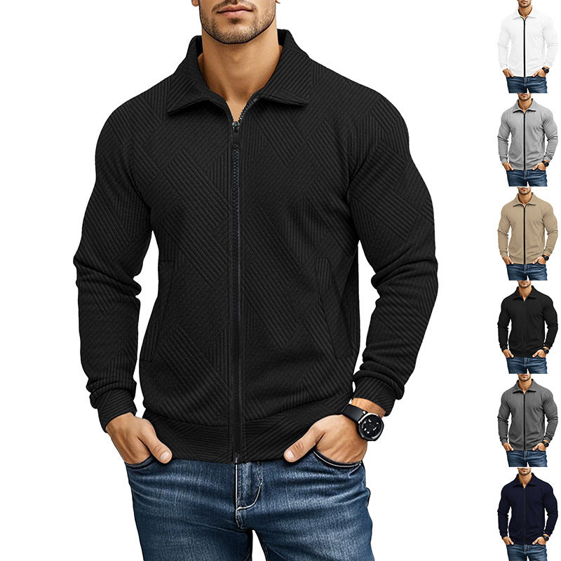 Men's Jacket Waffle Turn-down Collar Coat