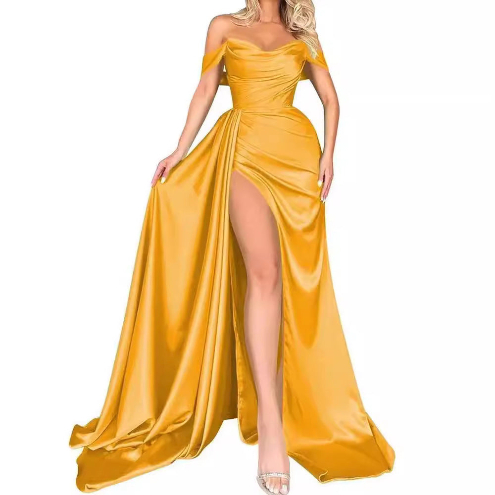 High Slit Sexy Host Off-shoulder Evening Dress