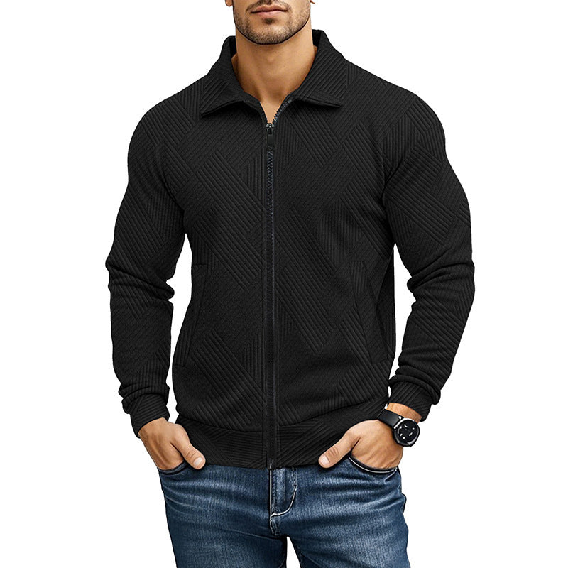 Men's Jacket Waffle Turn-down Collar Coat