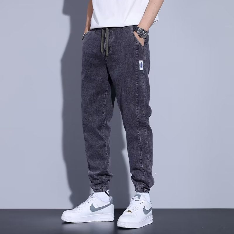 Harem Drawstring Elastic Beam Foot Men's Jeans