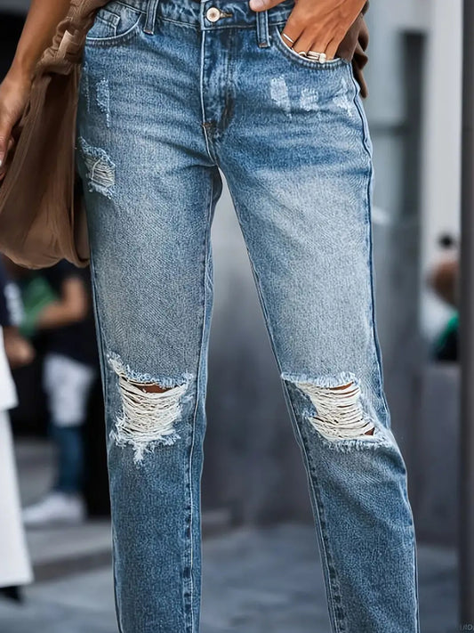Stretchy Boyfriend Ripped Jeans For Women