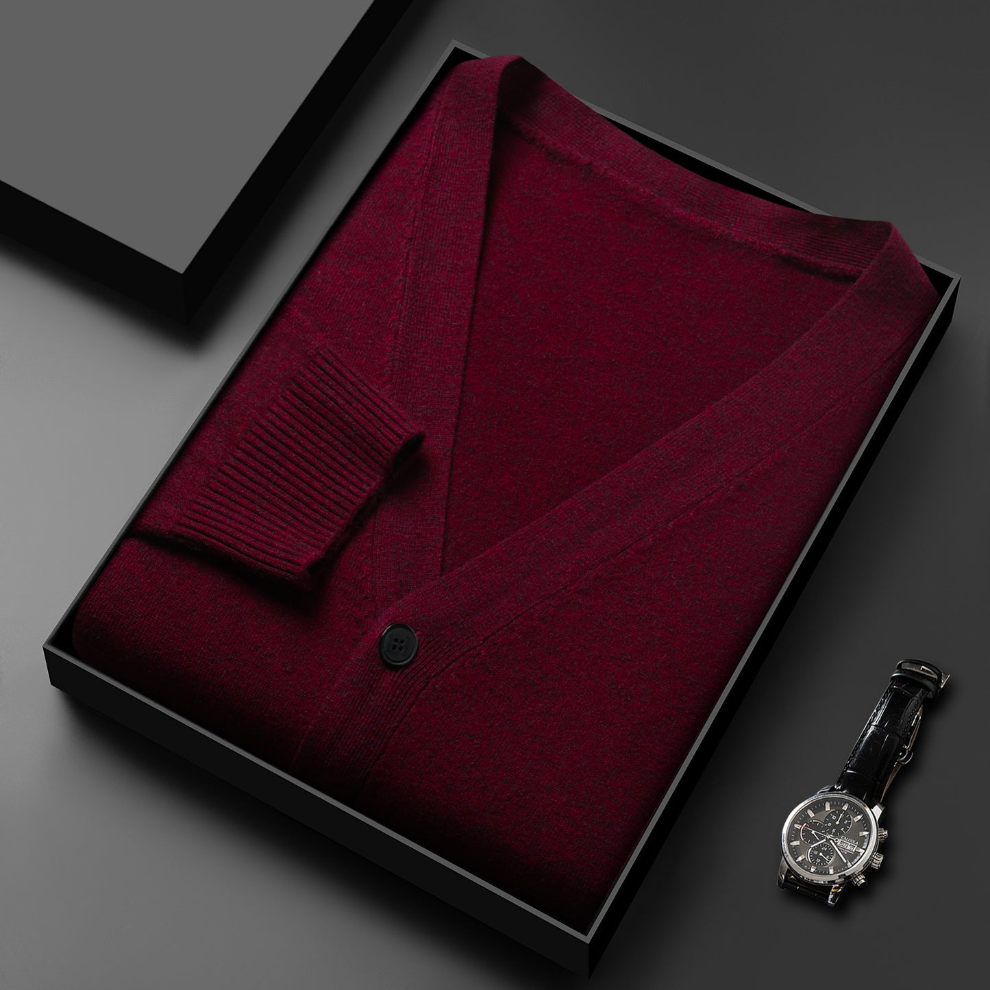 Men's Knitted Cardigan V-neck Style Sweater