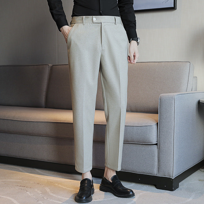 Straight Elastic Slim Fit Brown Pants