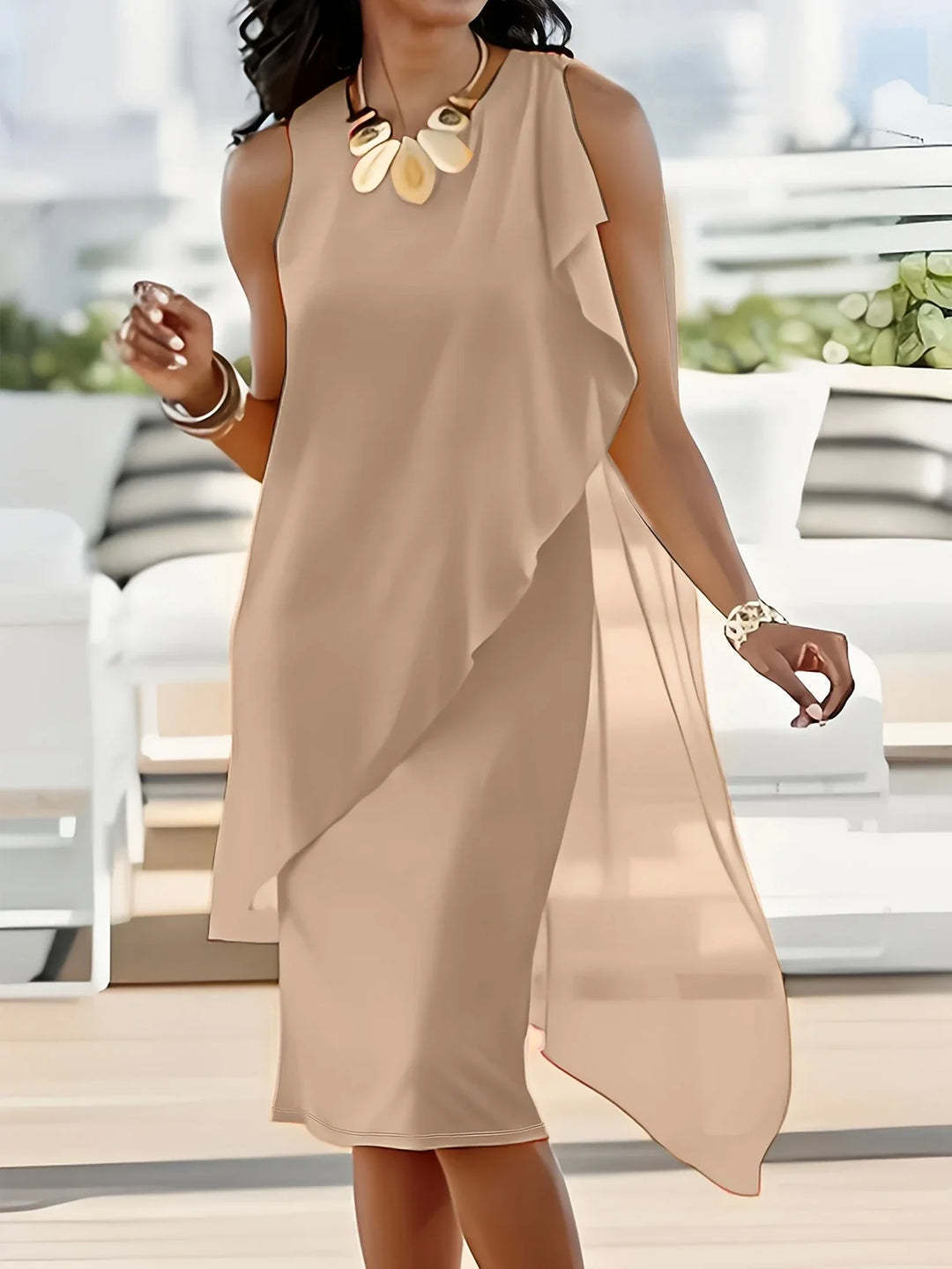 Women's Elegant Irregular Chiffon Sleeveless Dress
