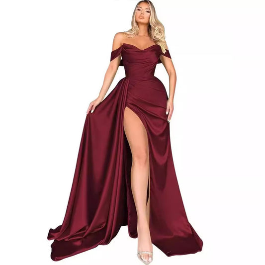 High Slit Sexy Host Off-shoulder Evening Dress