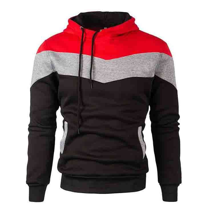 Men Stitching Sports Long-sleeved Hoodie