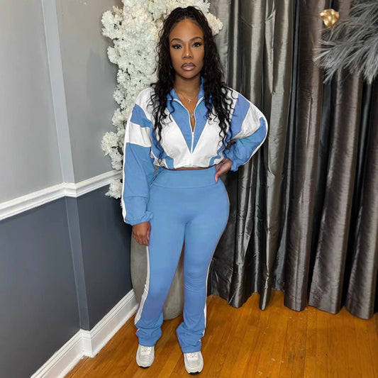 Buckle Waist Stitching Two-piece Suit