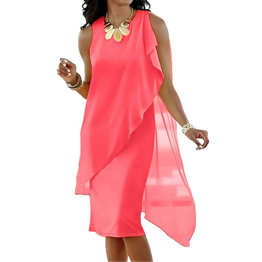 Women's Elegant Irregular Chiffon Sleeveless Dress