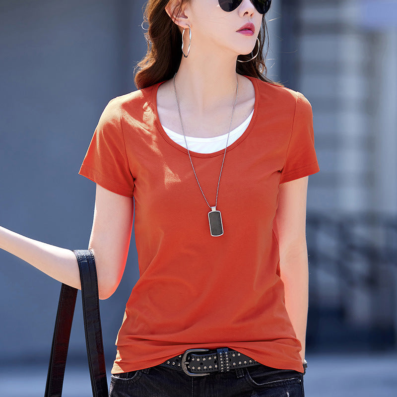 Two-piece Top Round Neck Short Sleeve T-shirt