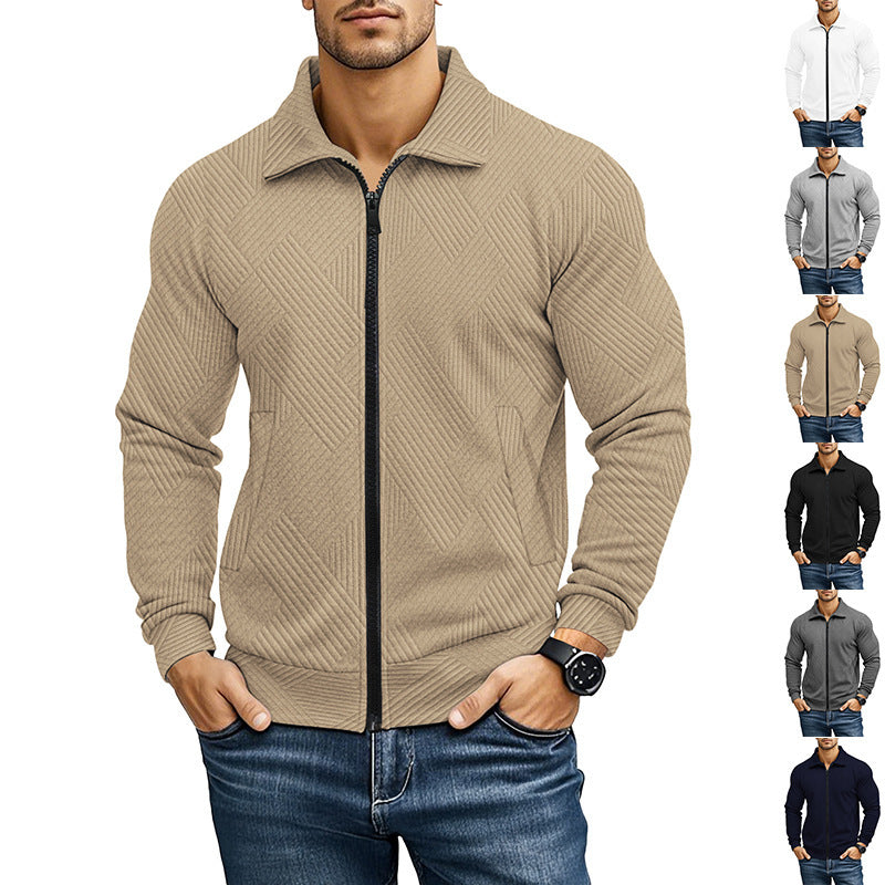 Men's Jacket Waffle Turn-down Collar Coat