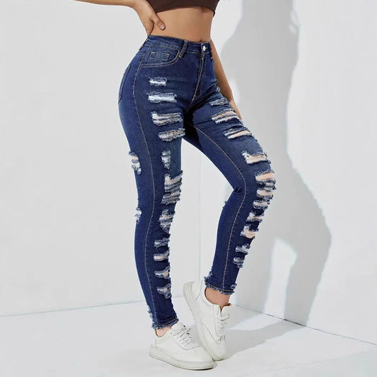 Ripped Frayed Stretch Skinny Jeans