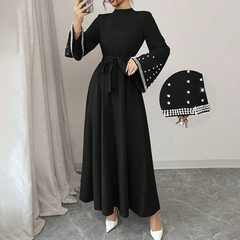 Elegant Long Sleeve Maxi-Flowy Evening Dress