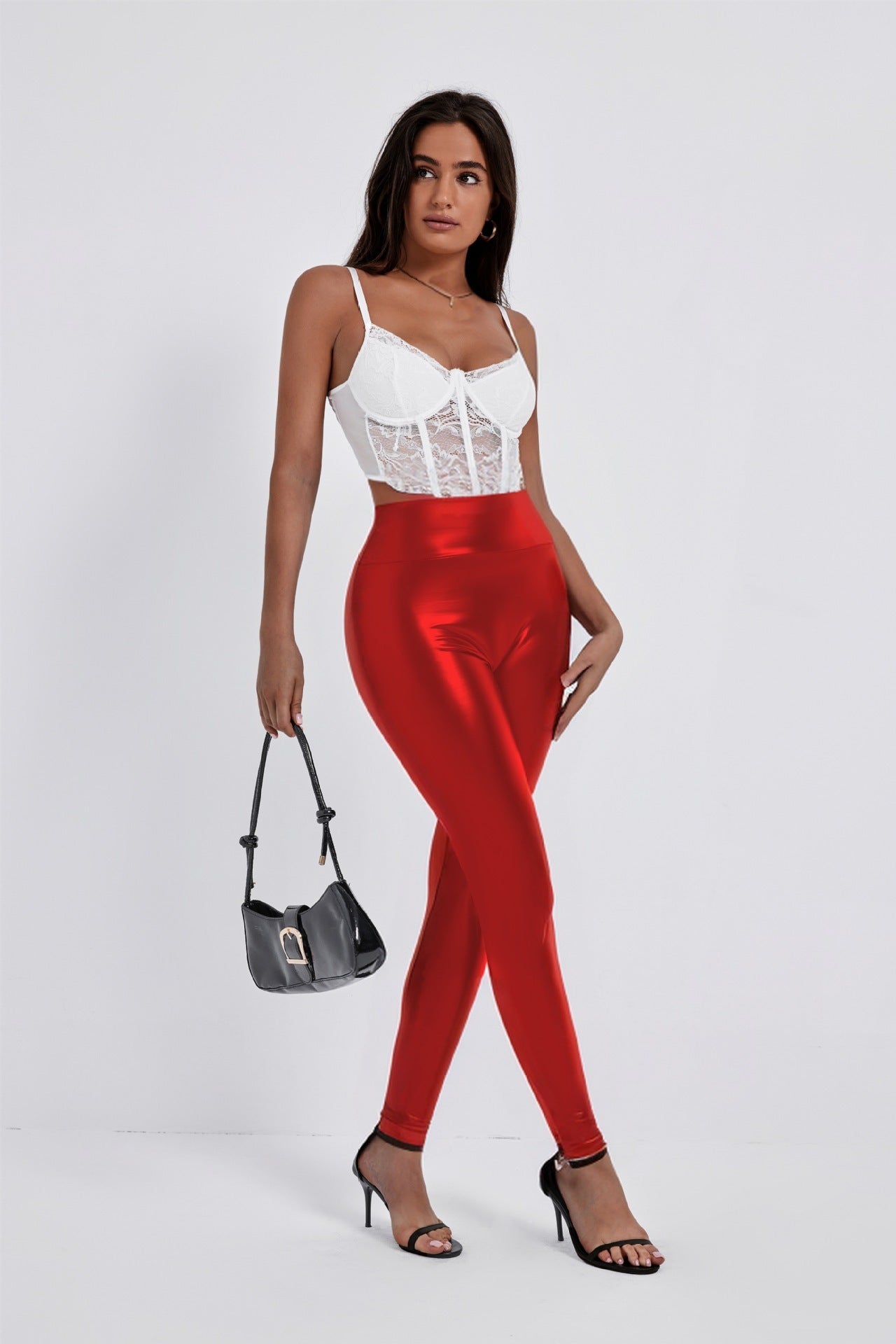 Fashioned Tight-fitting Cinched Hip Leather Pants