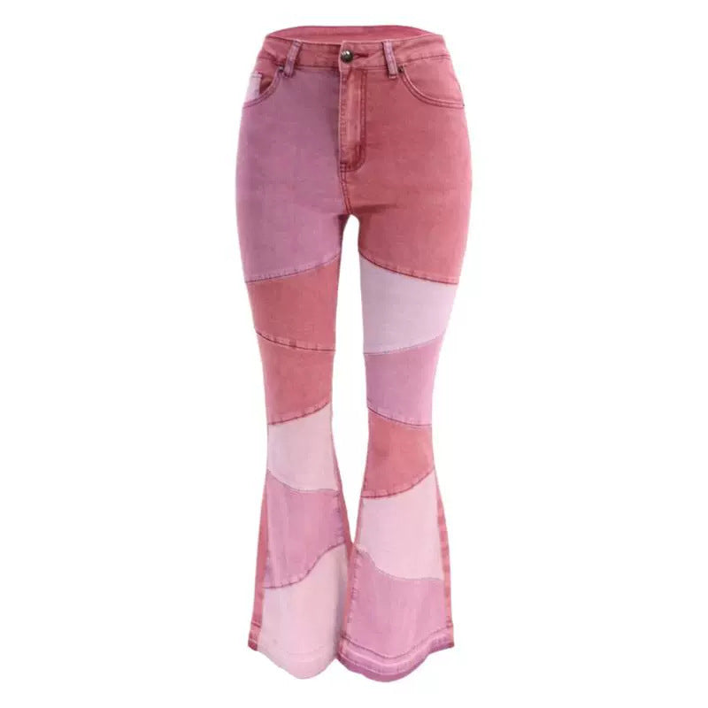 Wide-leg Fashion Stitching Jeans