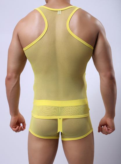 Fitness Transparent Mesh Men's Underwear Set