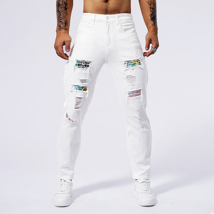 Men's Hole Patch Washed Jeans