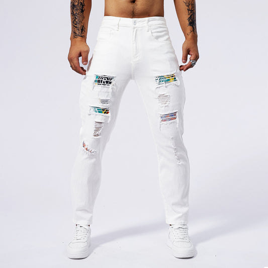 Men's Hole Patch Washed Jeans
