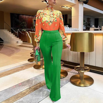 Fashionable Slim Fit High Waist Wide Pants