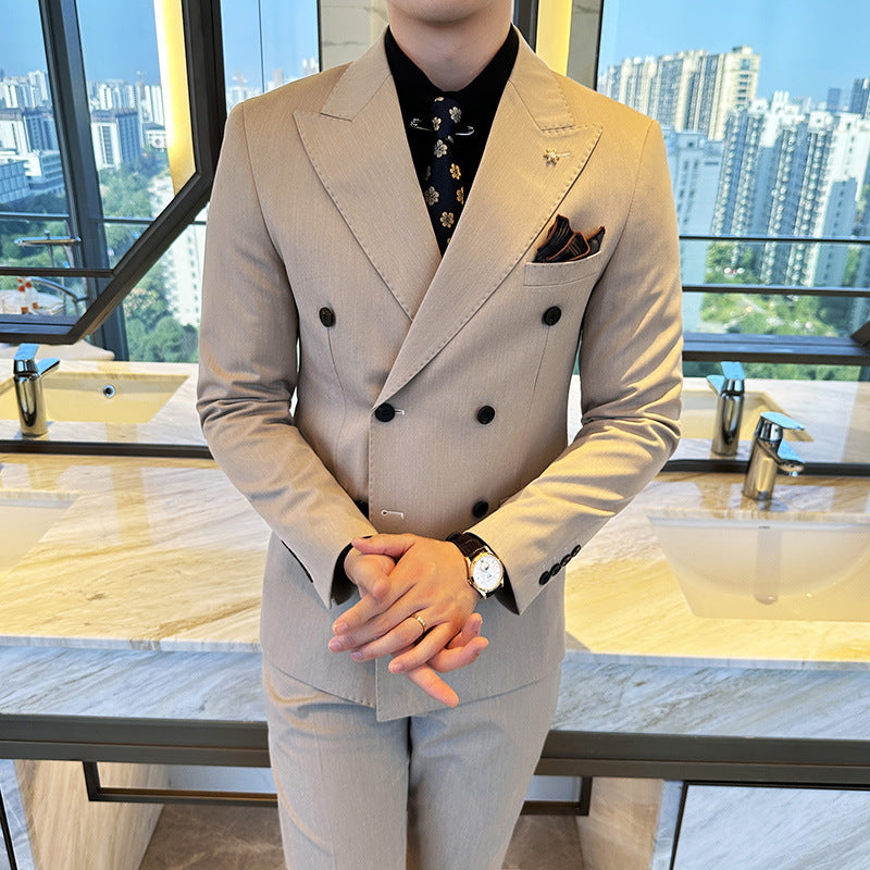 Double Breasted Business Slim Two-piece Suit