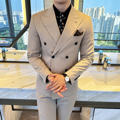 Double Breasted Business Slim Two-piece Suit