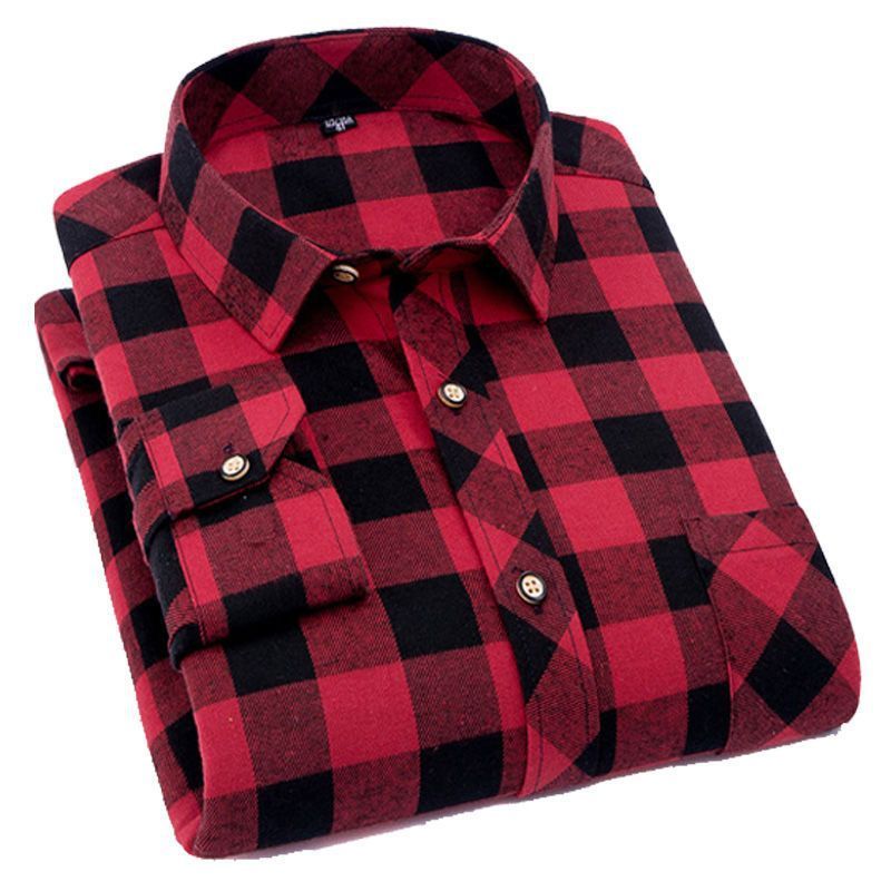 Sleeved Slim-fit Plaid Shirt
