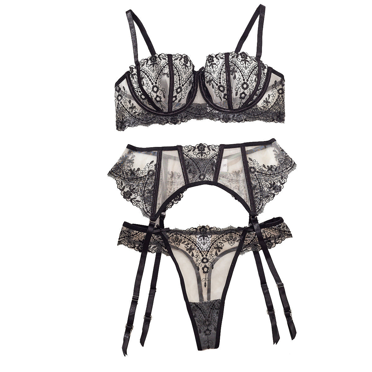 Teasy Women's Sheer Mesh Sexy Underwear Set