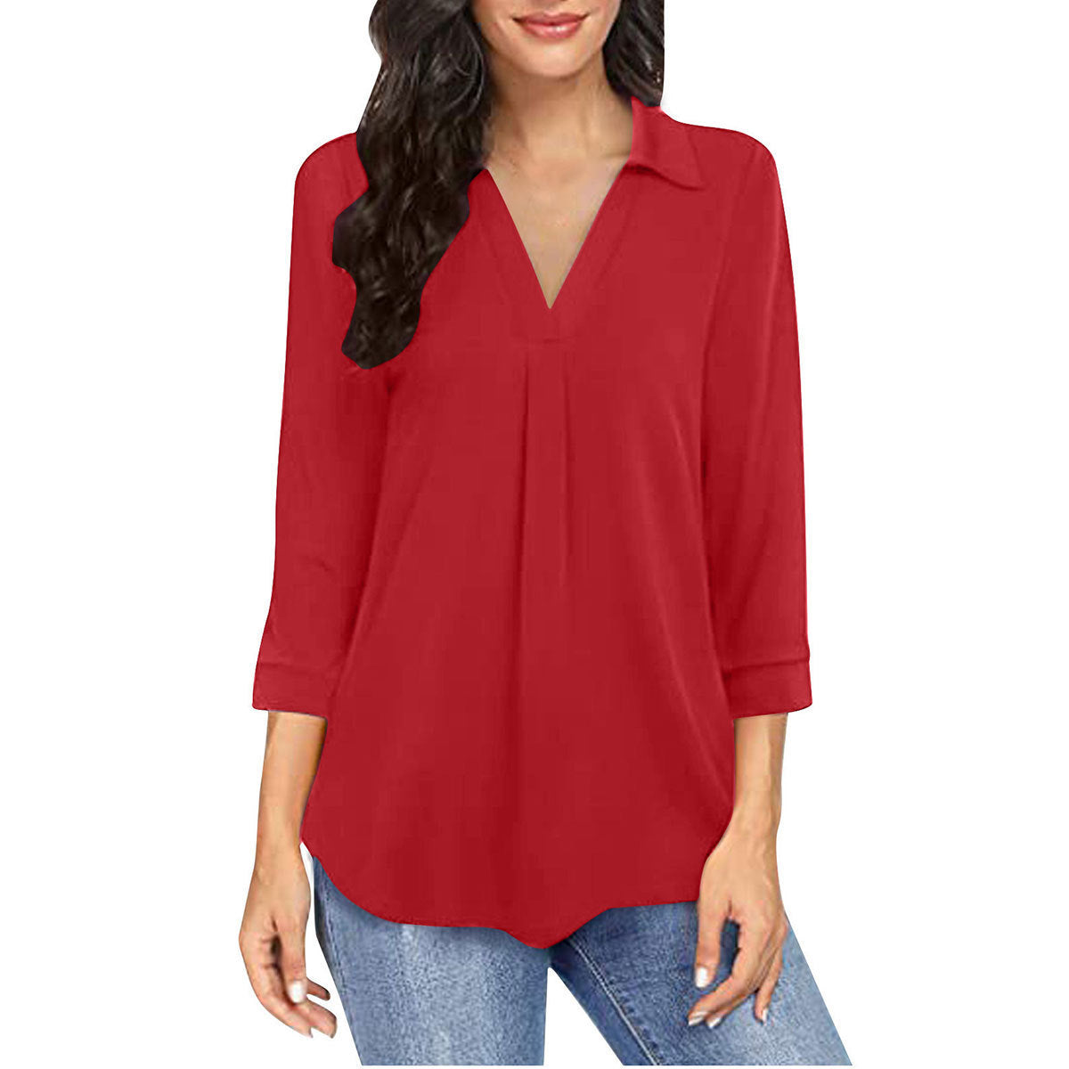 Ladies Shirt Top With Elegant Chiffon Stitching