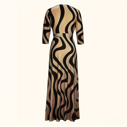 Elegant Half-Sleeve Belted Waist Women's Dress
