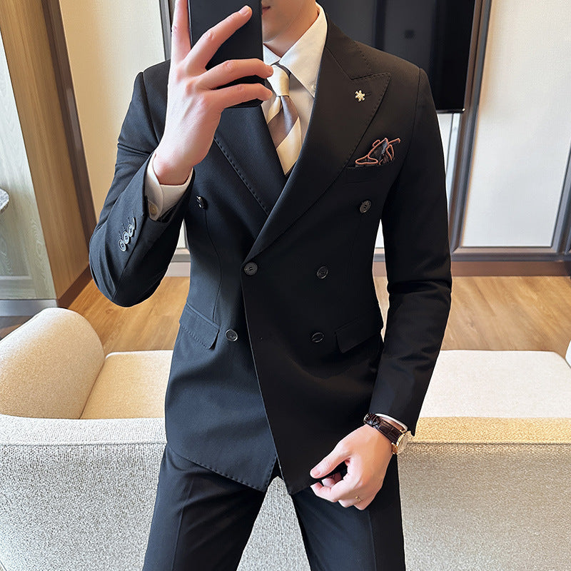 Double Breasted Business Slim Two-piece Suit