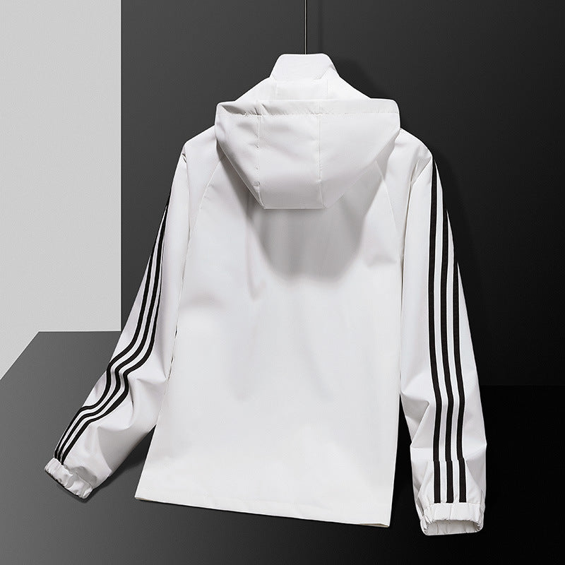 All-matching Handsome Striped Sports Detachable Hoodie