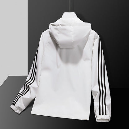 All-matching Handsome Striped Sports Detachable Hoodie
