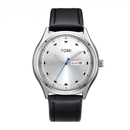 Fashion Simple Double Calendar Leather-belt Watch