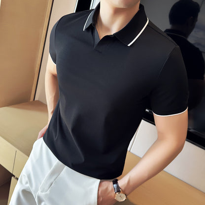 Cotton Lapel Short Sleeve Polo T-Shirt