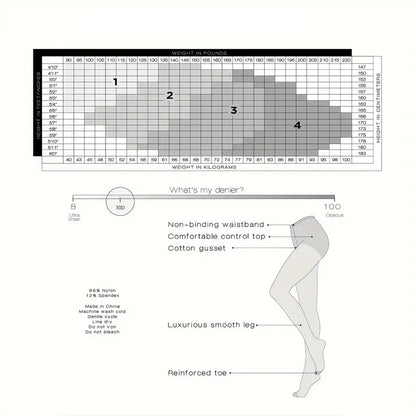 4 Pairs Ladie's Sheer Tights Pantyhose With Reinforced Toes