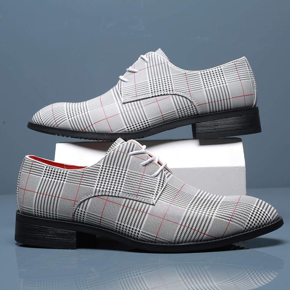 Men's Fashion All-match Leather Shoes Lace-up Stripes