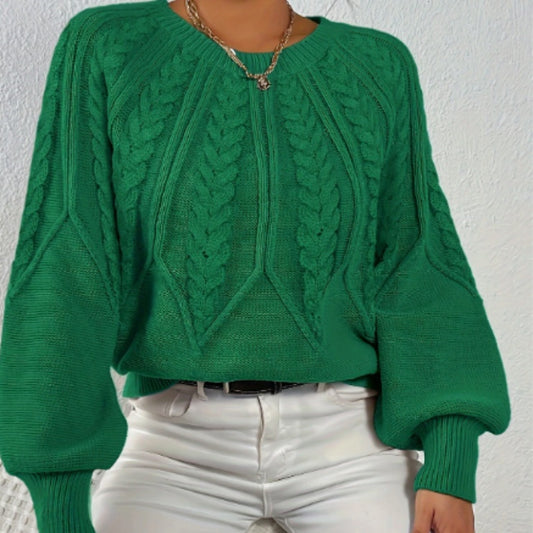 Pullover Sweater Long Sleeve Round Neck Loose Fit Soft